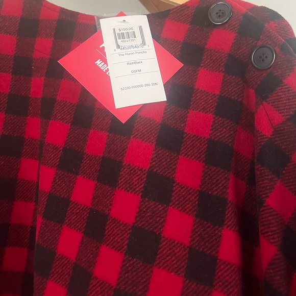Stormy Kromer Buffalo Plaid wool blend poncho cape, one size - Picture 2 of 4